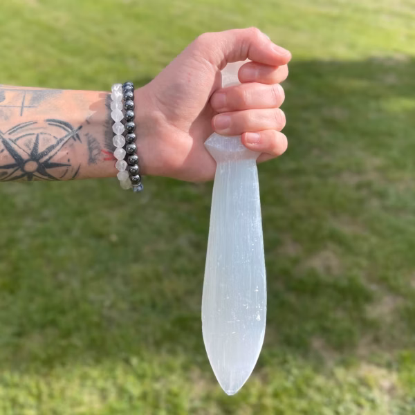 Cuchillo Ritual Selenita Lrg - Espiral (25Cm) - Imagen 6