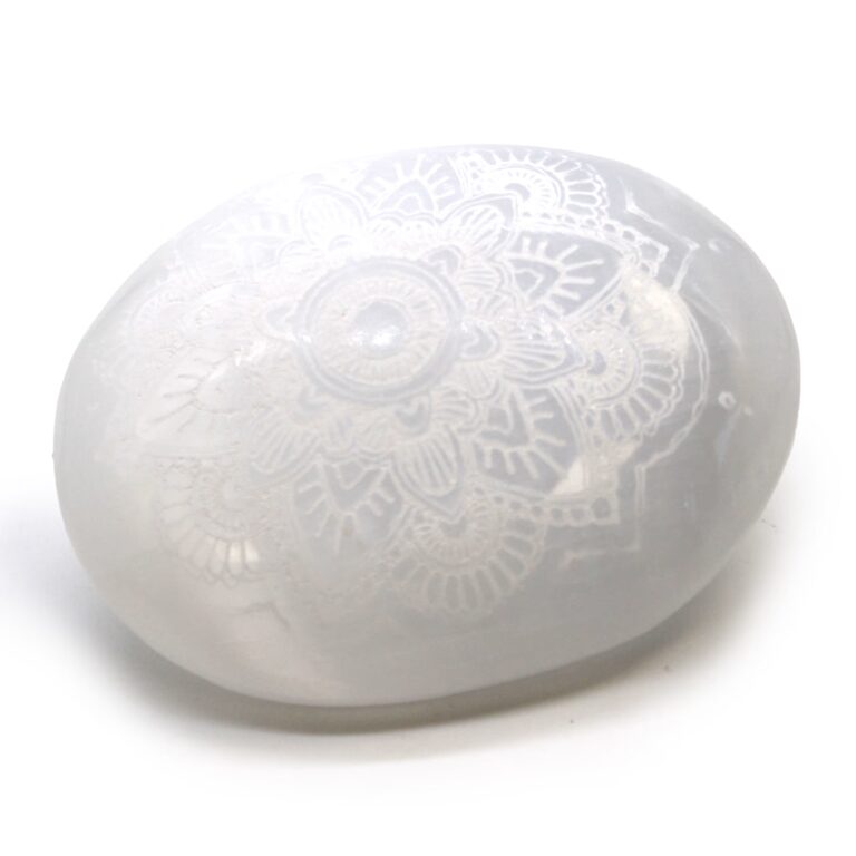 Selenite-Palm-Stone-Mandala-Engraved