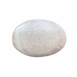Selenitt Palmestein - Mandala Gravert