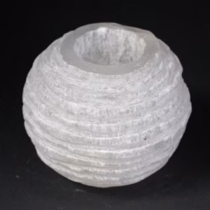 Selenitt Snøball Lysestake - 8 cm