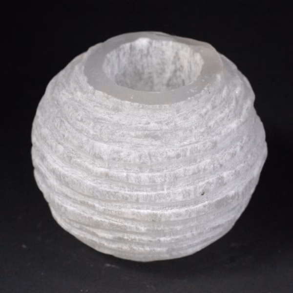 Selenitt Snøball Lysestake - 8 cm