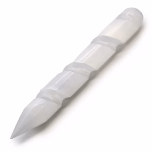 Selenite Spiral Wands - 16cm - Point One Ends