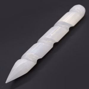 Selenite Spiral Wands - 16cm - Point One Ends