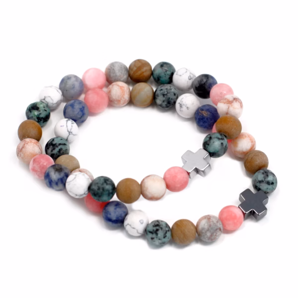 Set of 2 Gemstones Friendship Bracelets - Harmony - Rainbow Gemstones - Image 3