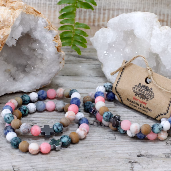 Set of 2 Gemstones Friendship Bracelets - Harmony - Rainbow Gemstones - Image 4