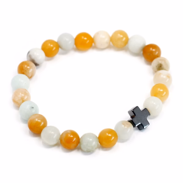 Set of 2 Gemstones Friendship Bracelets - Loyalty - Amazonite & Yellow Jasper - Image 3
