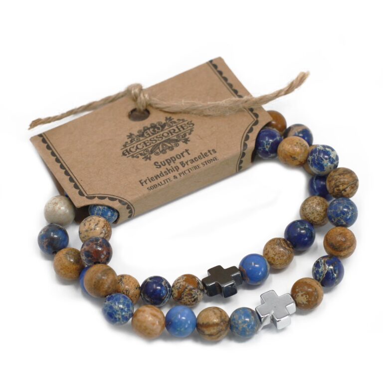 Set-of-2-Gemstones-Friendship-Bracelets-Support-Sodalite-Picturestone