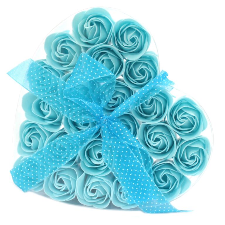Set-of-24-Soap-Flower-Heart-Box-Blue-Roses