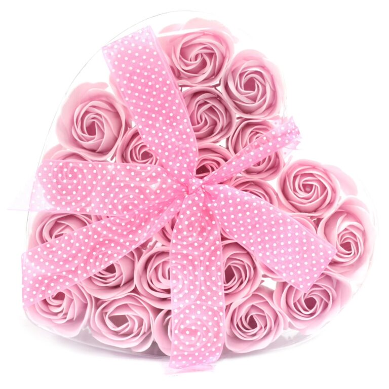 Set-of-24-Soap-Flower-Heart-Box-Pink-Roses