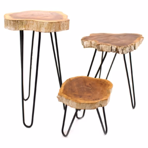 Sæt med 3 Gamell Wood Plant Stands - Hvidwash
