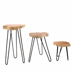 Set mit 3 Pflanzenständern aus Gamell - Holz - Weißwash