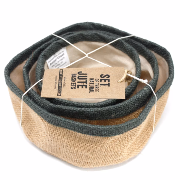 Sett med 3 Kurver I Naturlig Jute - Charcoal - Bilde 2
