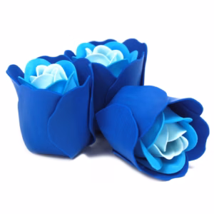 Såpe Blomster Hjerteboks - Blå Bryllupsroser 3 Stk.