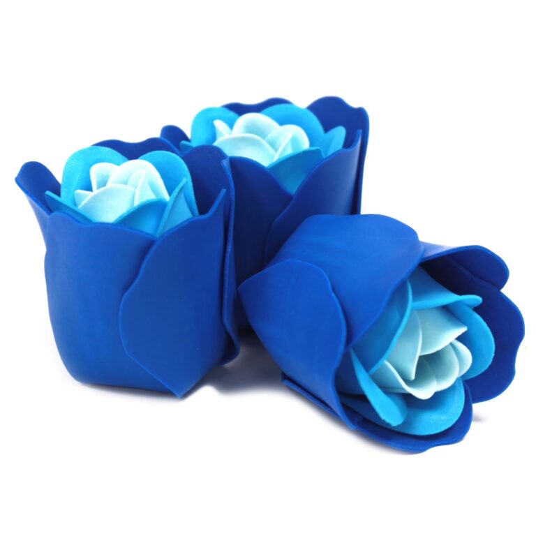 Set-of-3-Soap-Flower-Heart-Box-Blue-Wedding-Roses