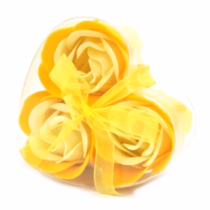 Boîtes de 3 Roses de Savon Boite Coeur - Rose du Printemps