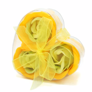 Boîtes de 3 Roses de Savon Boite Coeur - Rose du Printemps