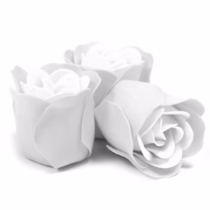 Lot de 3 Roses de Savon Boite Coeur - Blanches