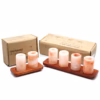 Set of 4 Himalayan Salt Shot Glasses & Wood Serving Stand - Image 4
