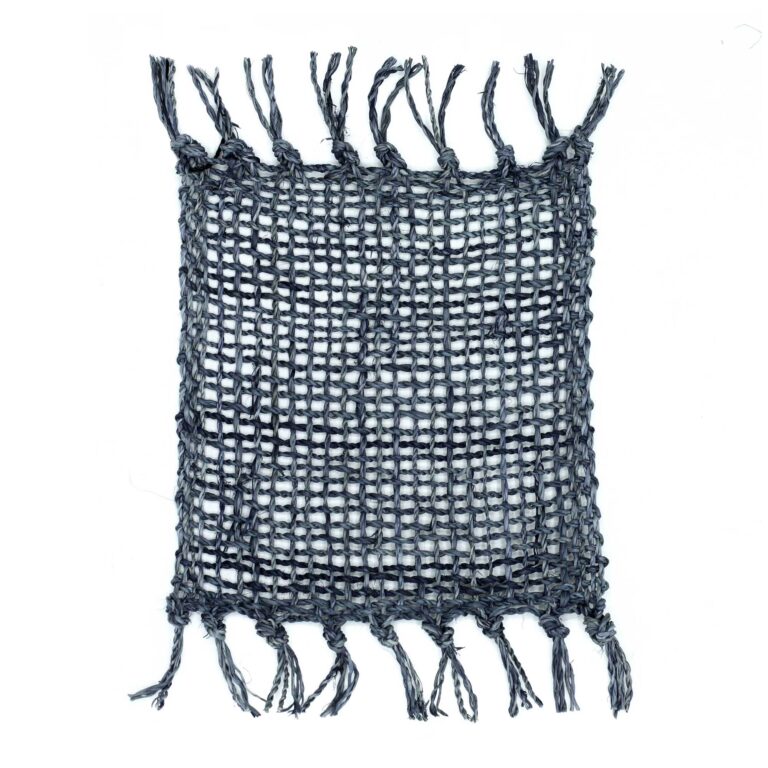 Set-of-4-Seagrass-Fringe-Natural-Coaster-Charcoal