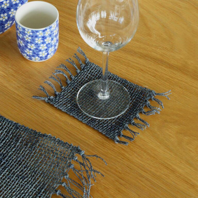 Set-of-4-Seagrass-Fringe-Natural-Coaster-Charcoal
