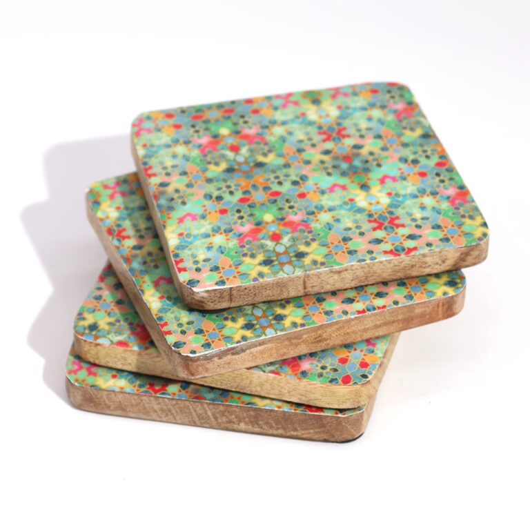 Set-of-4-Square-Coasters-Mediterranean-Tile-Pattern