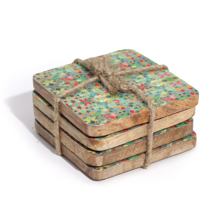 Set-of-4-Square-Coasters-Mediterranean-Tile-Pattern