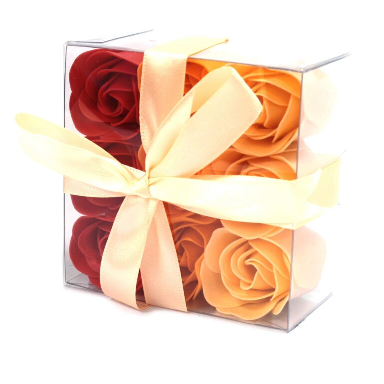 Set-of-9-Soap-Flower-Box-Peach-Roses