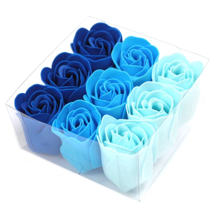 Set-of-9-Soap-Flowers-Blue-Wedding-Roses