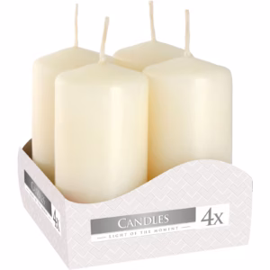 Set of Pillar Candles 40x80mm - 4 Pieces - Ivory