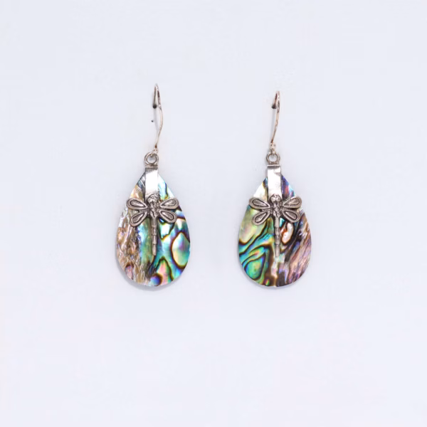 Shell & Silver Earrings - Dragonflies - Abalone - Bild 4