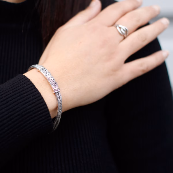 Silver & Gold Bracelet - Unisex Twin Chain - Image 5