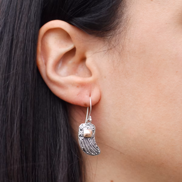 Silver & Gold Earring - Angel Wings - Image 4