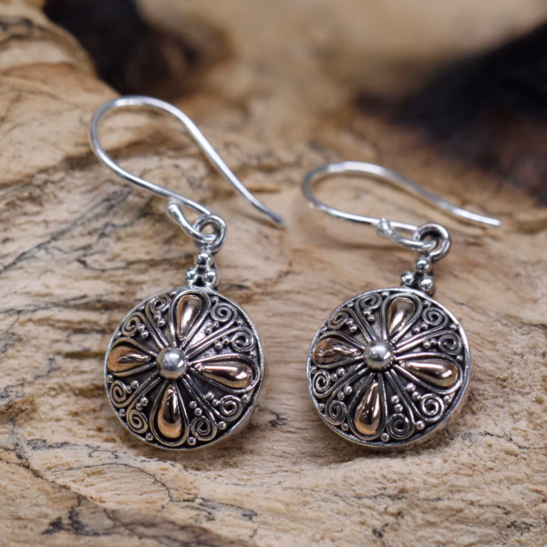 Silver & Gold Earring - Classic Round - Image 3