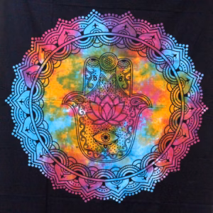 Colcha Individual de Algodón - Hamsa Negro