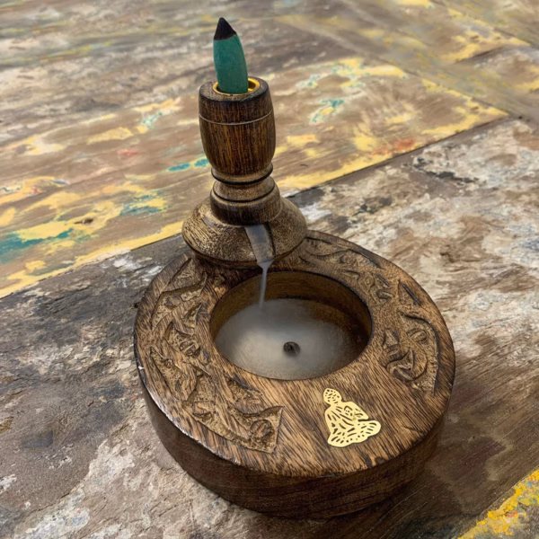 Sm Mango Wood Backflow Burner - Brass Buddha - Bilde 4