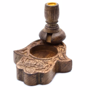 Mango Wood Backflow Burner - Hamsa - Small