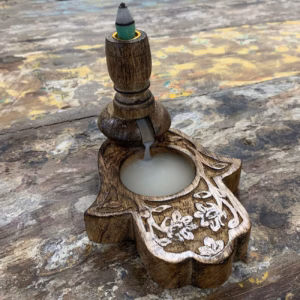 Mango Wood Backflow Burner - Hamsa - Small