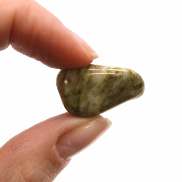Pose med 24 Små Afrikanske Tromlede Stener - Epidote Snowflake - Bilde 2