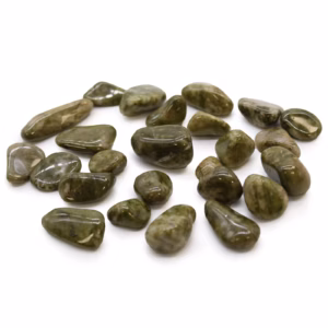Pose med 24 Små Afrikanske Tromlede Stener - Epidote Snowflake