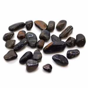 Pose med 24 Små Afrikanske Tromlede Stener - Tigers Eye - Blå