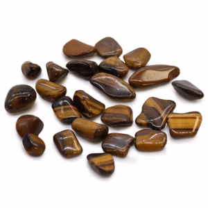 Pose med 24 Små Afrikanske Tromlede Stener - Tigers Eye - Golden