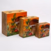 Emaljert Firkantet Eske / Boks 10x10x4,2 cm - Rødbrun med Soppdesign Liten - Bilde 2