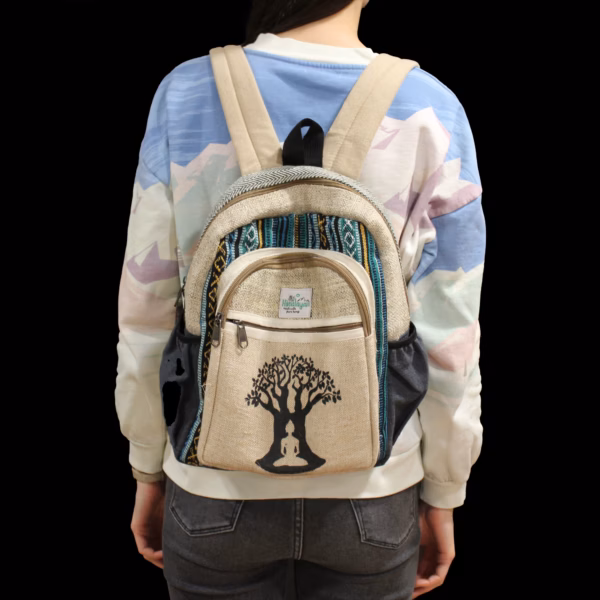 Small Hemp Backpack -  Bohdi Tree Design - Image 11