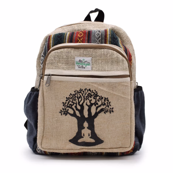 Small Hemp Backpack -  Bohdi Tree Design - Image 5