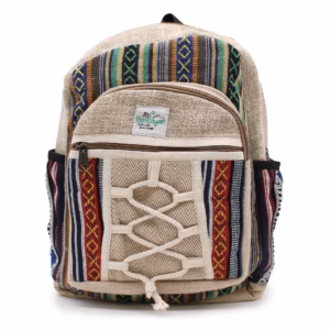 Rugzak - Hemp - Touw en Vakjes - Gemengde Kleuren - Klein