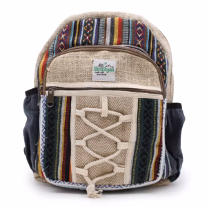 Rugzak - Hemp - Touw en Vakjes - Gemengde Kleuren - Klein