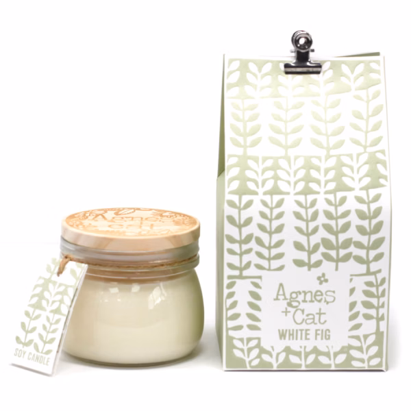 180G Sojawas Kaars In Kilnerpot Met Geschenkdoos  - White Fig