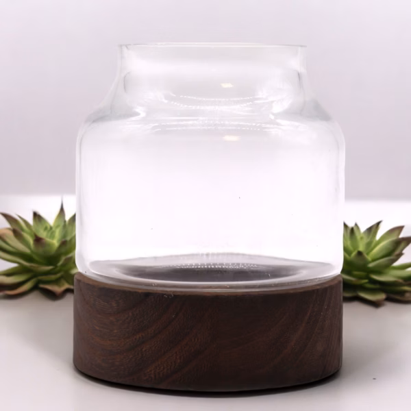 Formet Terarium På Mørkt Tungtre - 12x13 cm Liten - Bilde 2