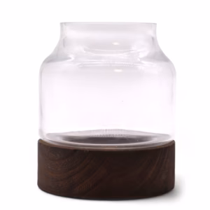 Formet Terarium På Mørkt Tungtre - 12x13 cm Liten