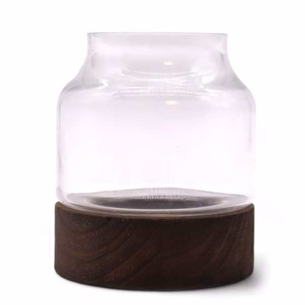 Formet Terarium På Mørkt Tungtre - 12x13 cm Liten